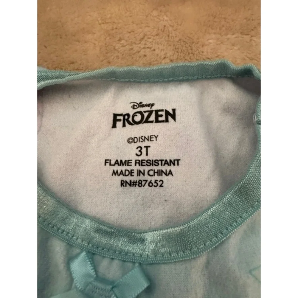 Disney Frozen Anna Elsa Girls Nightgown Blue Long Sleeve Ruffle Sleep Dress 3T